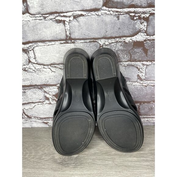G.H. Bass & Co. MaryAnn Black Leather Wedge Slip On Sandals Women Sz 8M US/39EU - Picture 12 of 16